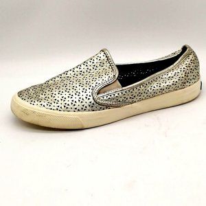 Sperry Womens Sneaker Gold Perforated Slip On Loafer Side‎ Elastic Insets 9
